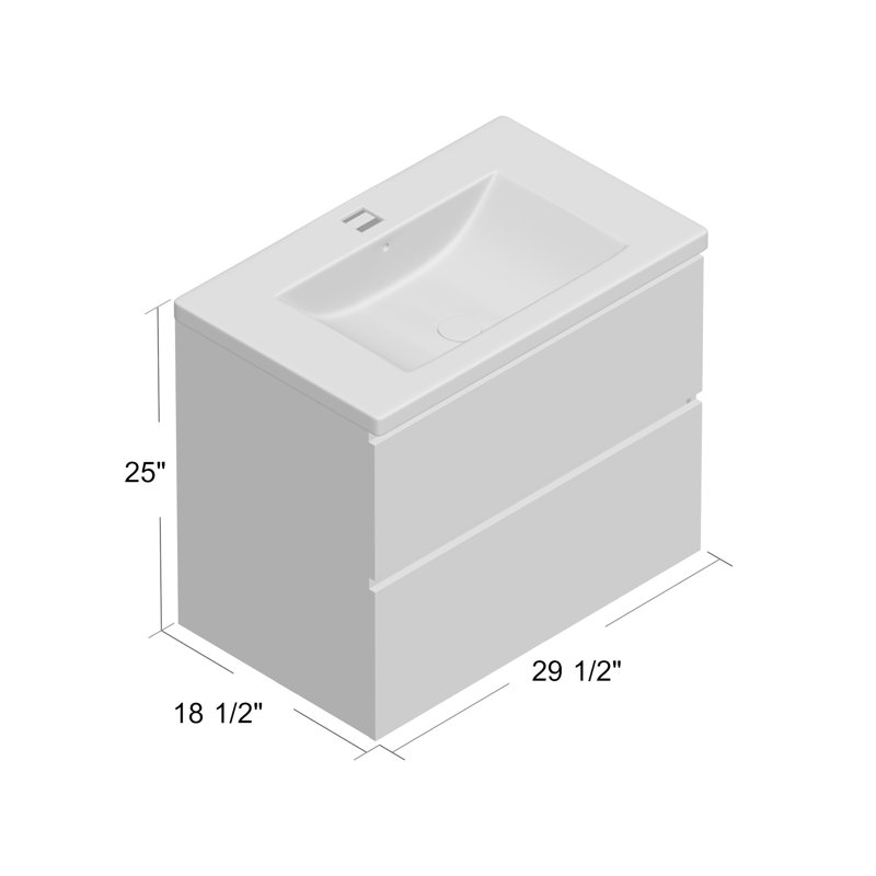 Wrought Studio Chemilly 29.5'' Wall Mounted Single Bathroom Vanity with Plastic Vanity Top